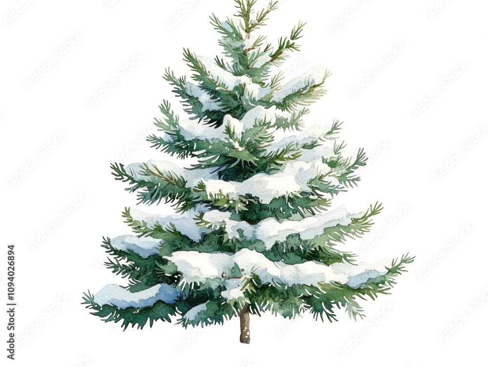 Fototapeta premium Snow-Covered Evergreen Tree with Fresh Snow