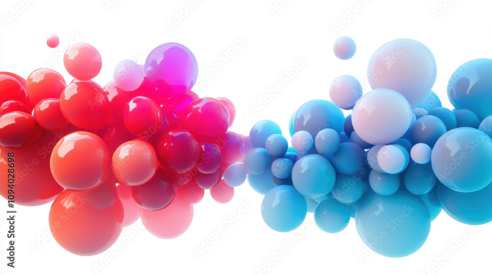 Realistic digital illustration of vibrant balloon clusters in red and blue, floating gracefully on white background, showcasing playful and colorful design Realistic digital illustration of vibrant balloon clusters in red and blue, floating gracefully on white background, showcasing playful and colorful design