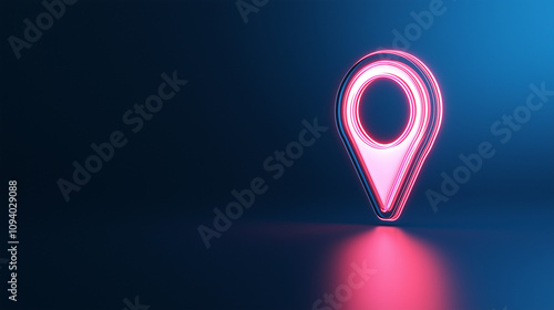 Neon Location Pin:  Glowing...