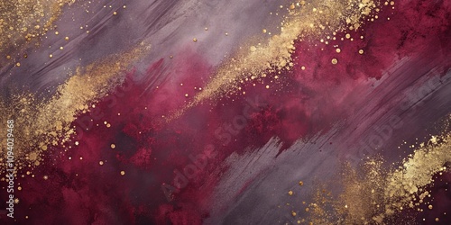 Abstract Burgundy and Gray Background with Gold Accents