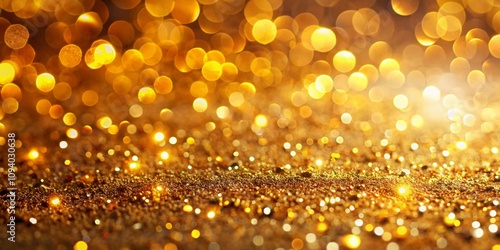 Stunning Panoramic Capture of Golden Glitter Texture Creating an Enchanting Background for Creative Projects and Designs, Perfect for Glamorous Themes and Festive Occasions