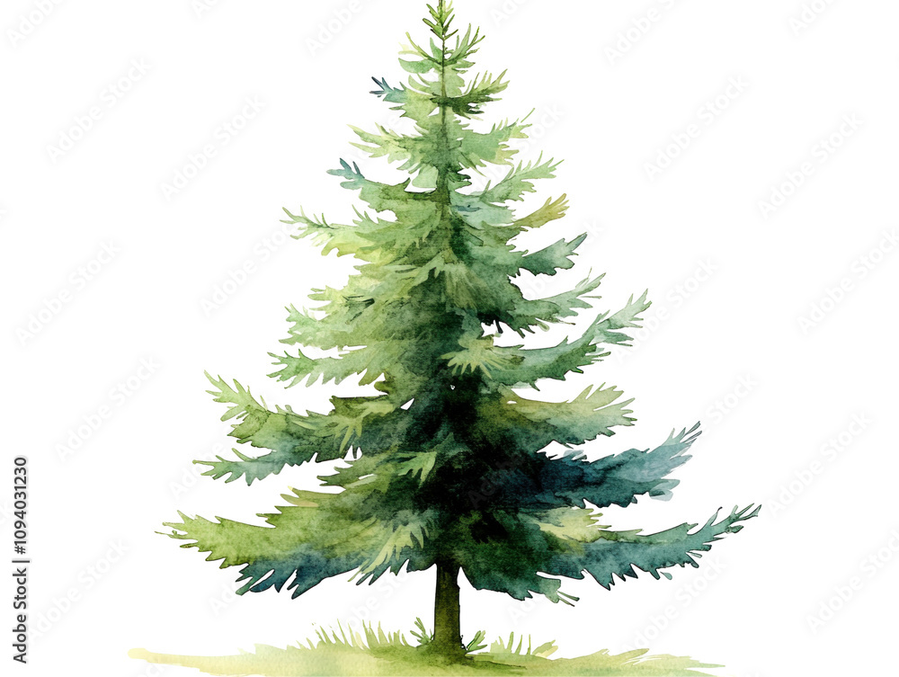 Watercolor Evergreen Tree Illustration Watercolor Evergreen Tree Illustration