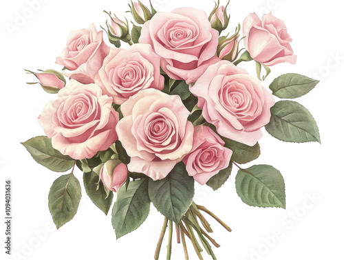 Soft Pink Roses Bouquet on Elegant Background