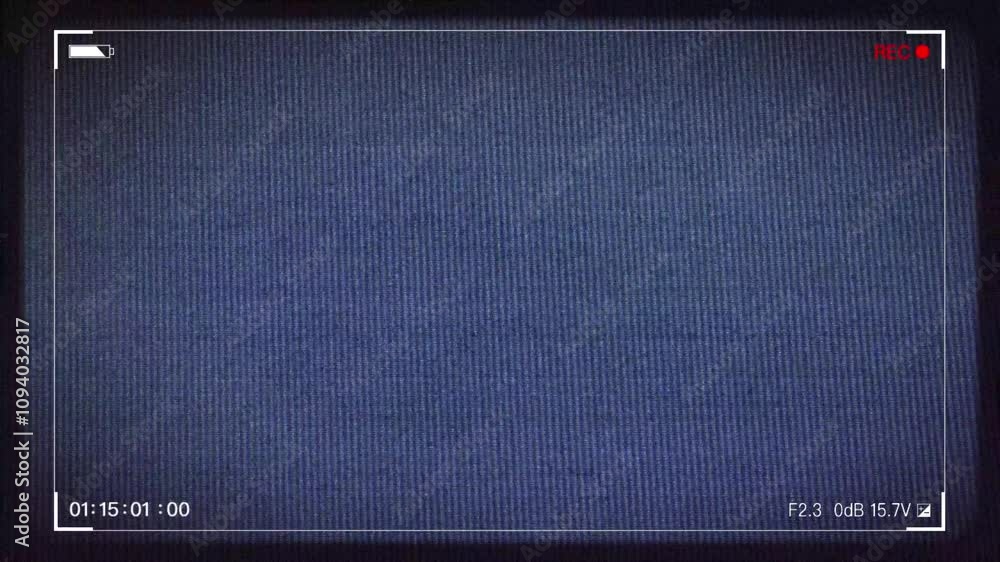 Old style video camera frame with textures, noise particles and glitch effects