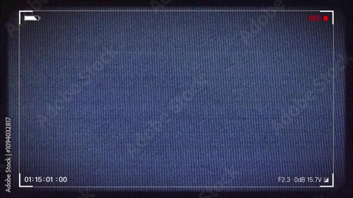 Old style video camera frame with textures, noise particles and glitch effects