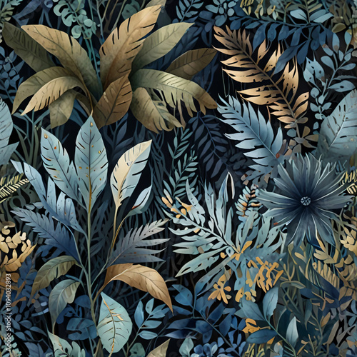 This tropical plant illustration features vibrant colors and intricate patterns.