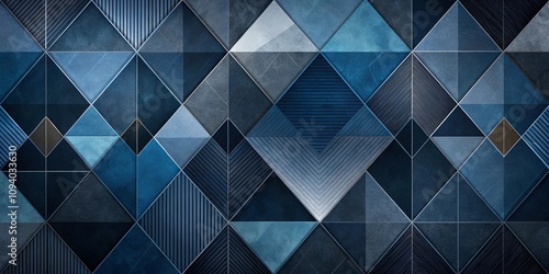 Wallpaper Mural Abstract Geometric Pattern of Deep Blue Hues with Textured Triangles and Lines Torontodigital.ca