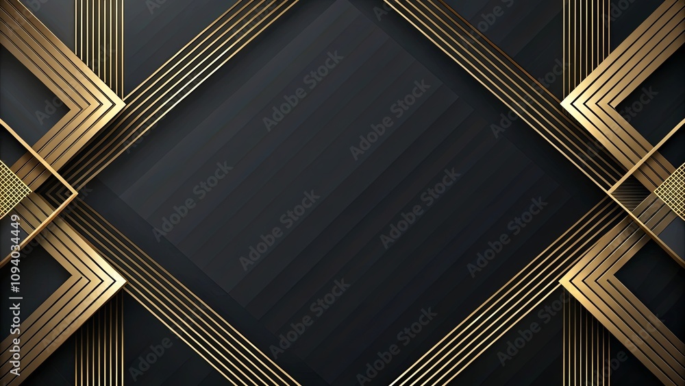 Obraz premium Elegant Black and Gold Geometric Abstract Design Featuring Intersecting Lines and Shapes