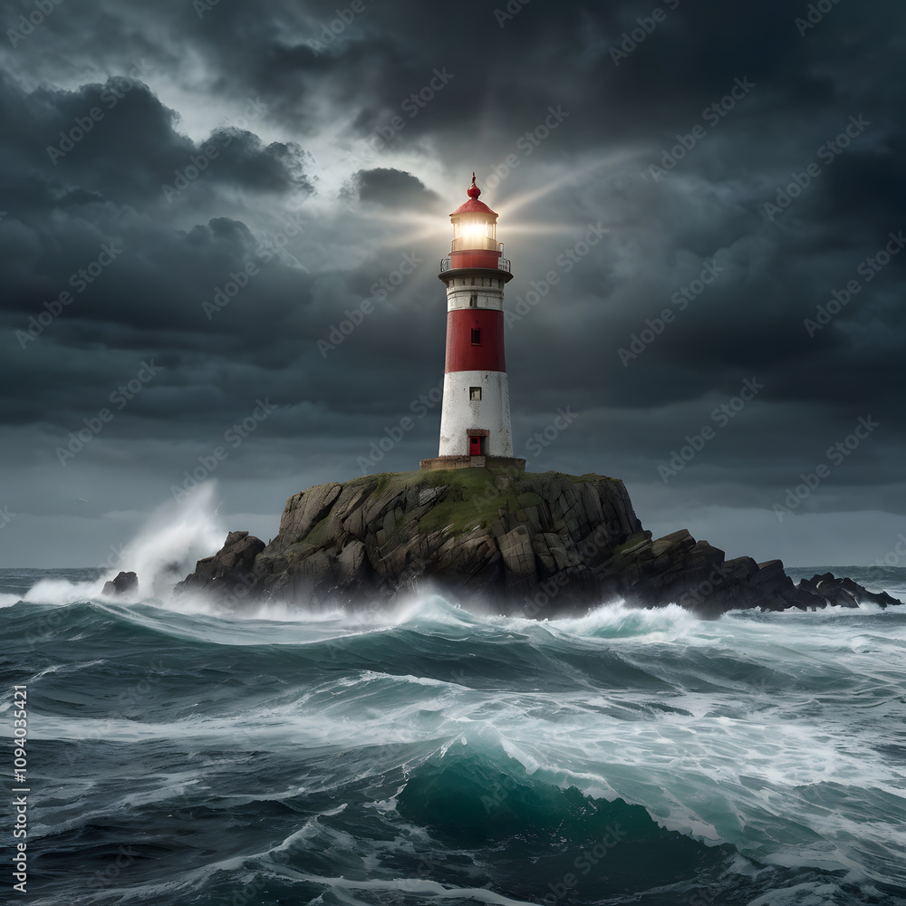 Deserted Island with a Lonely Lighthouse Deserted Island with a Lonely Lighthouse