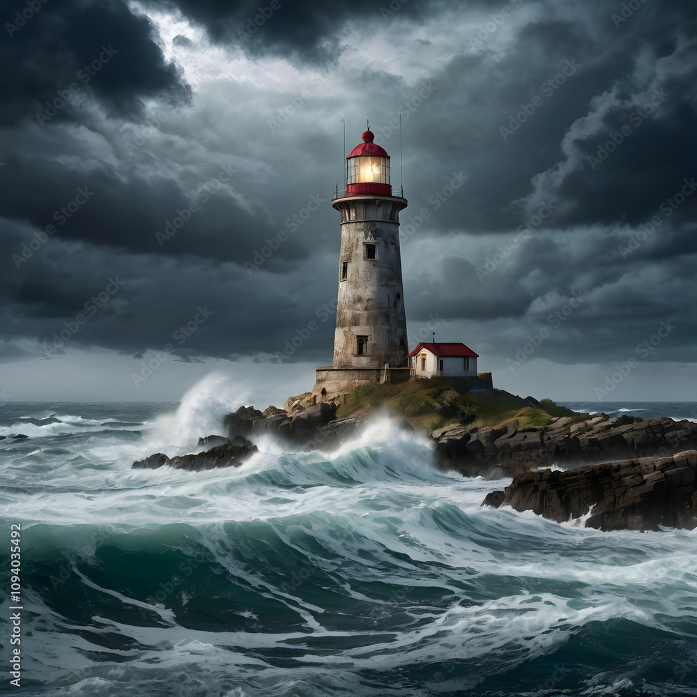 Deserted Island with a Lonely Lighthouse Deserted Island with a Lonely Lighthouse