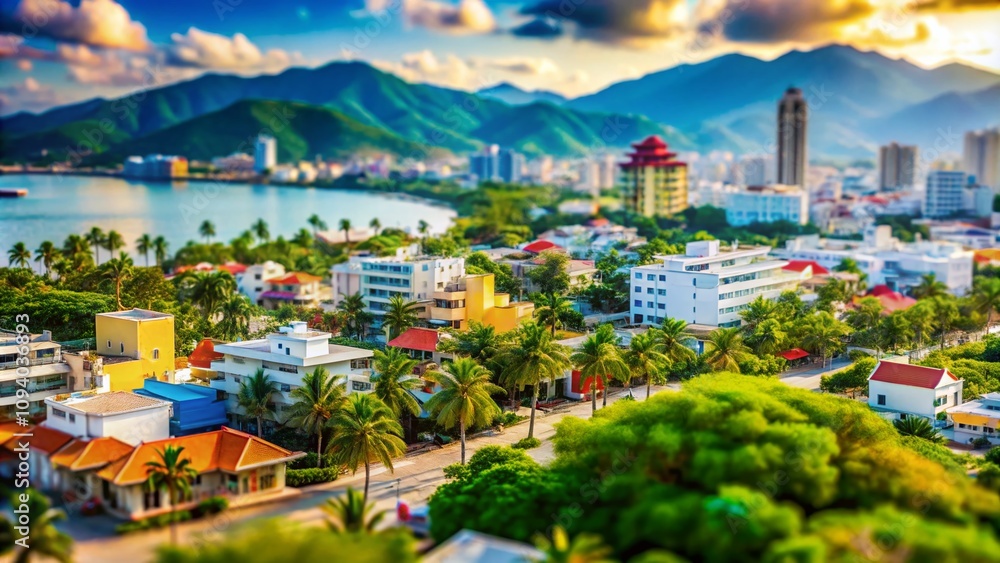 Stunning Tilt-Shift Photography of Nha Trang's Unique Architecture Showcasing Modern and Traditional Designs Amidst Lush Landscapes and Vibrant Coastal Backdrop in Central Vietnam Stunning Tilt-Shift Photography of Nha Trang's Unique Architecture Showcasing Modern and Traditional Designs Amidst Lush Landscapes and Vibrant Coastal Backdrop in Central Vietnam