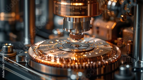 Close-up of a Complex Machine Mechanism: Precision Engineering and Industrial Design