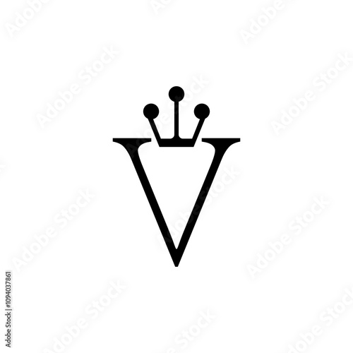 A minimalist logo featuring the letter "V" with a crown on top. The design is simple, elegant, and conveys a sense of royalty and sophistication