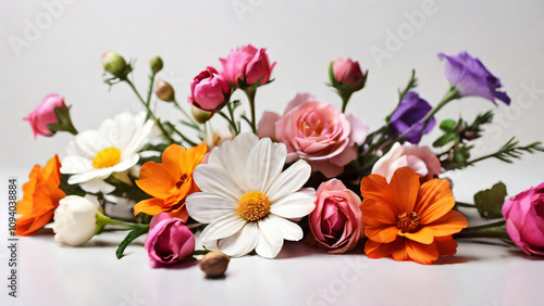 Wallpaper Mural A vibrant bouquet of flowers beautifully arranged on a white background. Torontodigital.ca