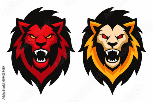 angry lion head vector.