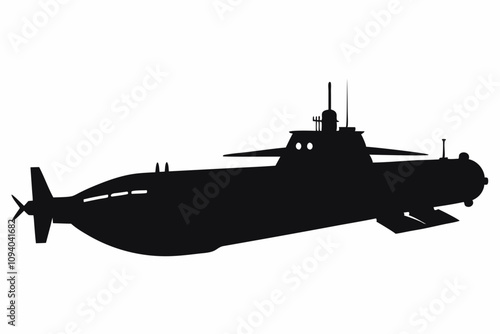 submarine silhouette vector black on white background