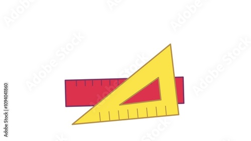 animated two ruler triangle and rectangle on white background
