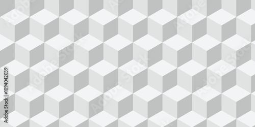 Structure white block box cube seamless pattern grid vintage surface triangle web monochrome square texture white background.