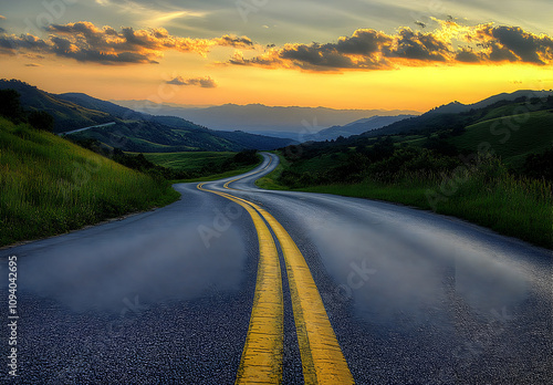 Wallpaper Mural The winding road leads into the distance or the Path to Success A guide outlining the steps and strategies necessary to achieve business success Torontodigital.ca