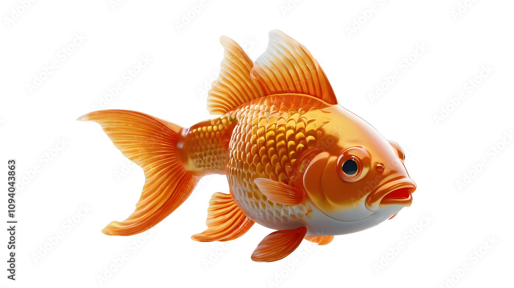 Goldfish, 3D render, cute cartoon, isolated on white background. Goldfish, 3D render, cute cartoon, isolated on white background.