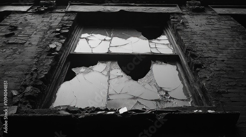 Broken Window in Abandoned Building