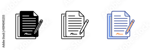Contract signing. Contract agreement memorandum of understanding legal document Icon