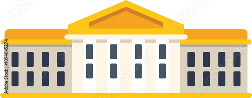 Simple flat illustration of the white house, residence and workplace of the president of the united states