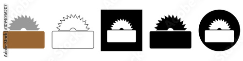 sawmill lumberjack, carpentry's shop or wood workshop vector pictogram sign icon symbol ui and ux design, glyphs and stroke line