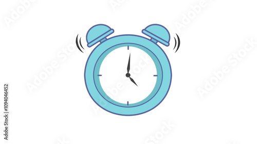 animated alarm clock ringing on white background