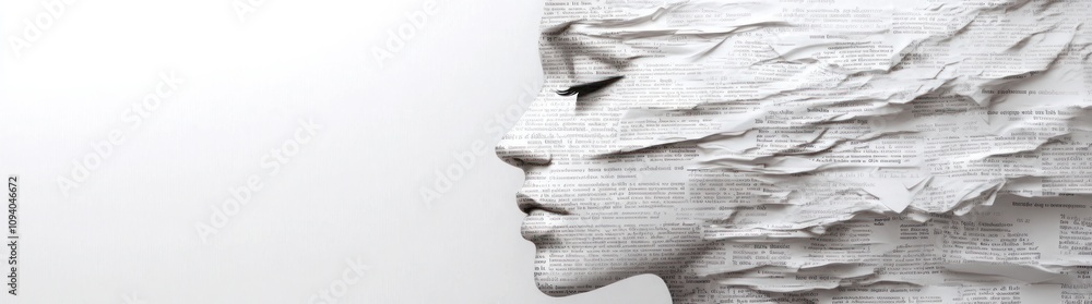 Obraz premium Abstract profile merging with text elements.