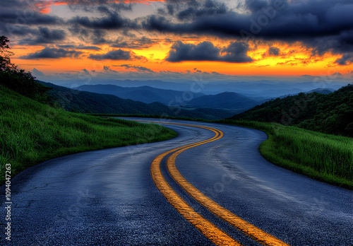 Wallpaper Mural The winding road leads into the distance or the Path to Success A guide outlining the steps and strategies necessary to achieve business success Torontodigital.ca