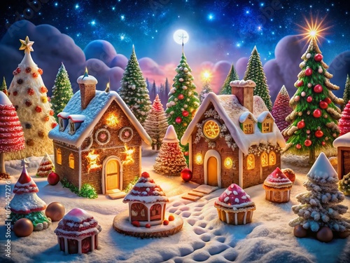 Wallpaper Mural Surreal Christmas Gingerbread Wonderland with Candy Canes and Frosted Trees, Whimsical Decorations, Dreamy Atmosphere, and a Festive Holiday Spirit Captured in a Magical Scene Torontodigital.ca