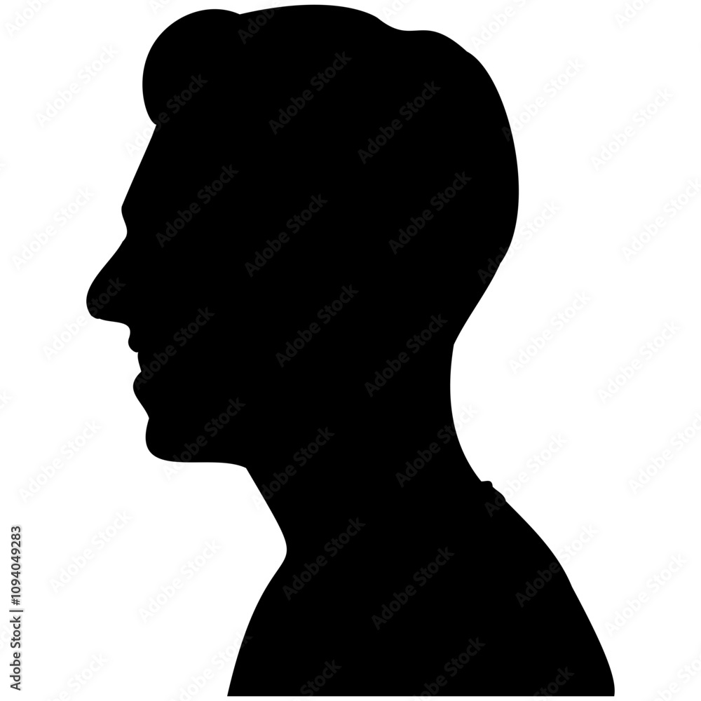 Side view silhouette of a male head. Side view silhouette of a male head.