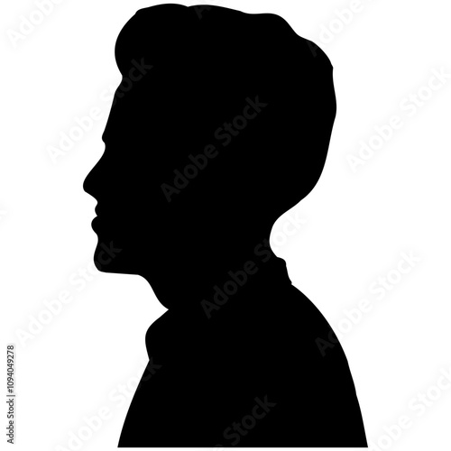 Side view silhouette of a male head.