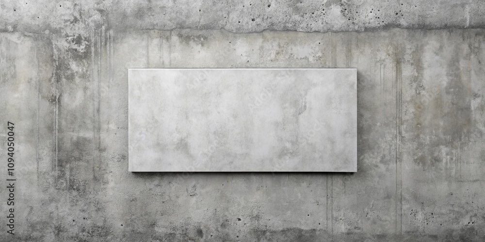 A Blank Rectangular Panel on a Weathered Concrete Wall Ideal for Mockups and Presentations A Blank Rectangular Panel on a Weathered Concrete Wall Ideal for Mockups and Presentations