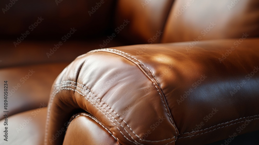 Luxurious Brown Leather Armrest Detail Luxurious Brown Leather Armrest Detail