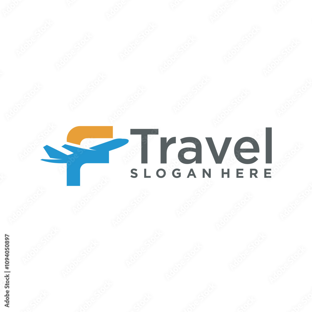 Initial letter F travel logo, travel agency logo, travel business logo concept. Initial letter F travel logo, travel agency logo, travel business logo concept.