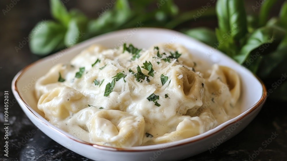 Creamy Tortellini in Alfredo Sauce with Fresh Herbs Creamy Tortellini in Alfredo Sauce with Fresh Herbs