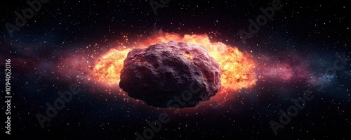 Asteroid impact simulation space digital art cosmic environment realistic viewpoint