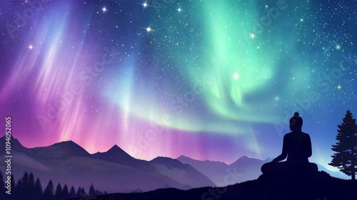 Video Meditation Against the Northern Lights, Serene and Spiritual

