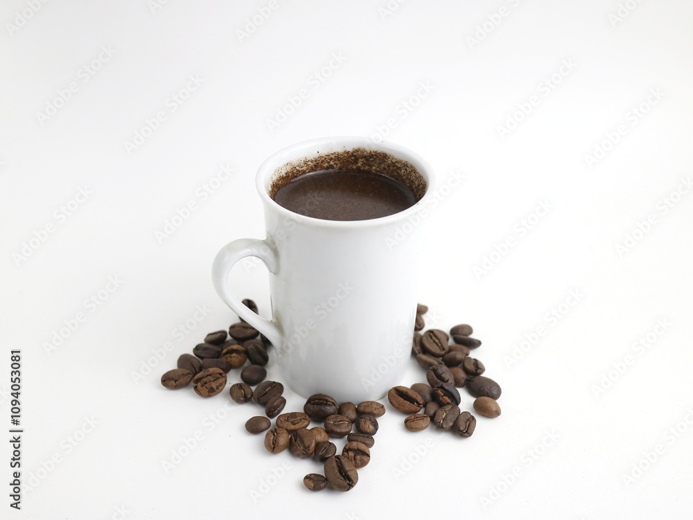 Fototapeta premium cup of coffee with beans