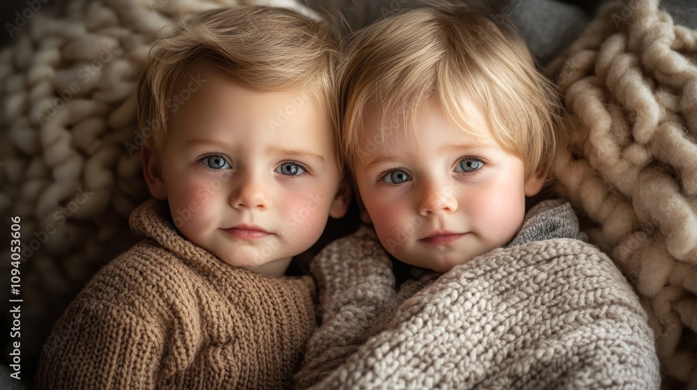 Sisterly Serenity: Dutch Twins Embracing in Cozy Attire with Gentle Expressions and Sibling Bond in Soft Natural Light Sisterly Serenity: Dutch Twins Embracing in Cozy Attire with Gentle Expressions and Sibling Bond in Soft Natural Light