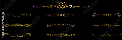 Golden Decorative vintage frames vintage frames and scroll elements. Classic calligraphy swirls, swashes, dividers, . Good for greeting cards, wedding invitations, restaurant menu, royal certificates.