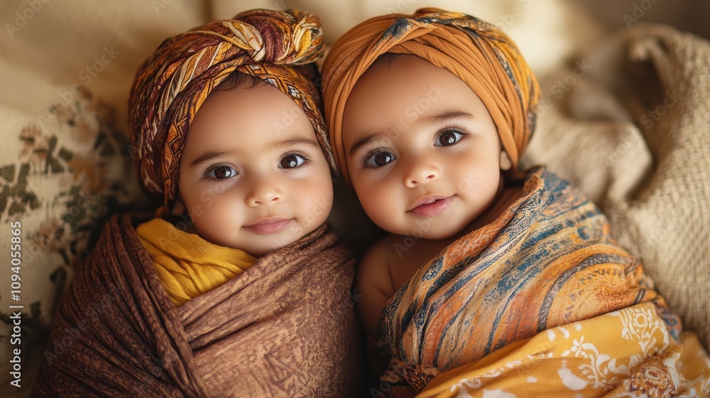 Siblings in Traditional Algerian Garb: Twin Bond in Earthy Tones Siblings in Traditional Algerian Garb: Twin Bond in Earthy Tones