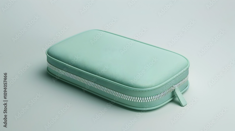 Mint Green Small Money Wallet Mockup Lying on White Background with 3D Rendering Mint Green Small Money Wallet Mockup Lying on White Background with 3D Rendering