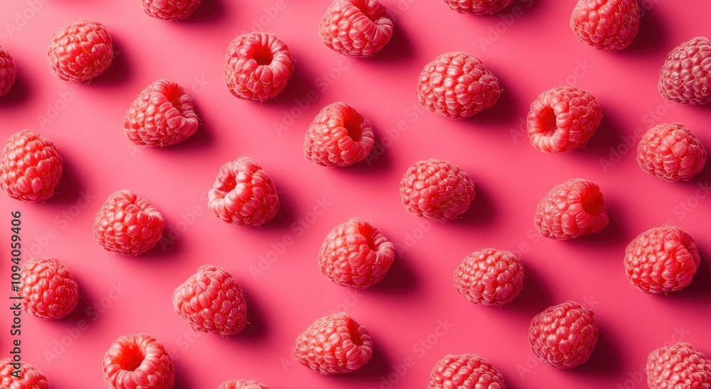 A vibrant arrangement of raspberries on a pink background, showcasing their texture and color. A vibrant arrangement of raspberries on a pink background, showcasing their texture and color.