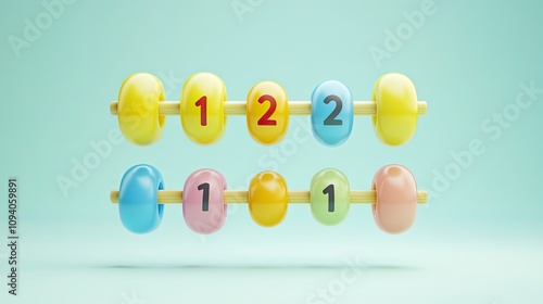 A colorful arrangement of Easter eggs with ribbons, surrounded by gym equipment like dumbbells and pins, isolated on a white background photo