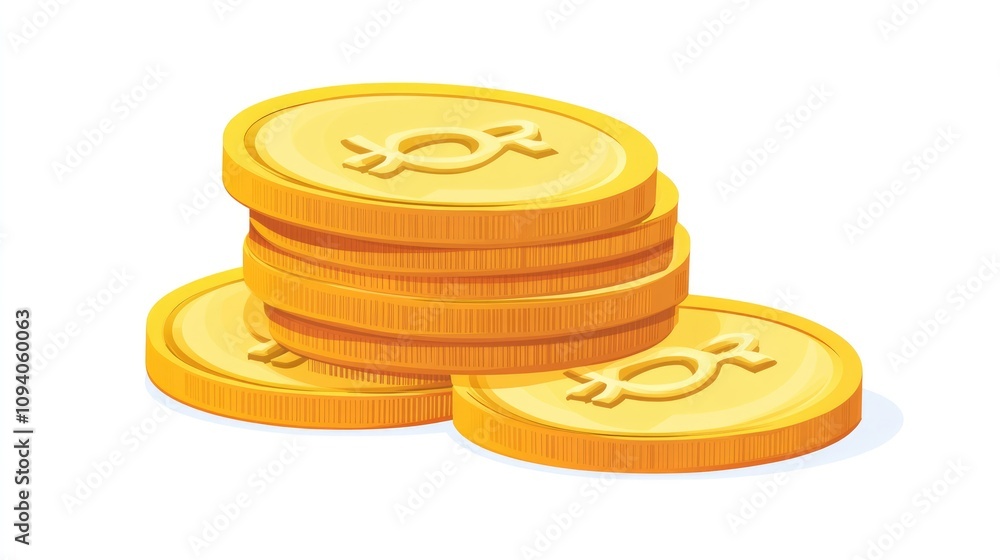 Golden Stack of Coins: Illustration of a stack of shiny gold coins, symbolizing wealth, prosperity, and financial success. Golden Stack of Coins: Illustration of a stack of shiny gold coins, symbolizing wealth, prosperity, and financial success.