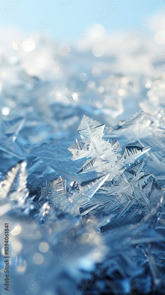 Close-Up of Delicate Ice Crystals in a Winter Wonderland Close-Up of Delicate Ice Crystals in a Winter Wonderland