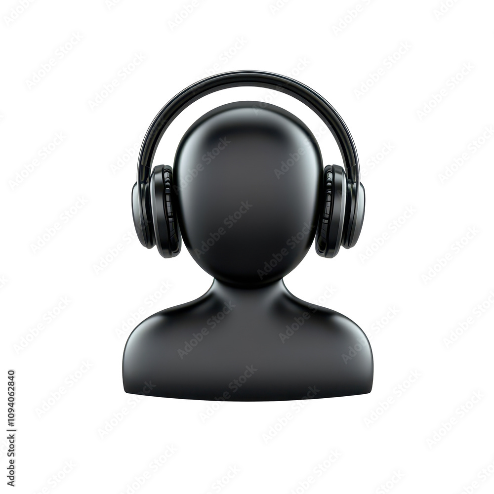 Classic Customer Support Headset Icon with Silhouette Avatar Classic Customer Support Headset Icon with Silhouette Avatar